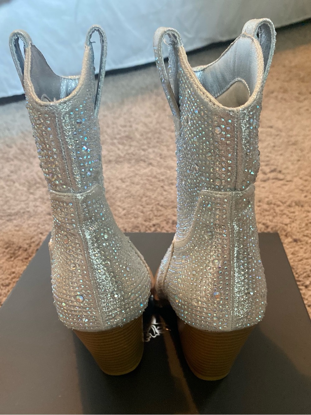 Silver Rhinestone Western Ankle Boots - Picture 7 of 7
